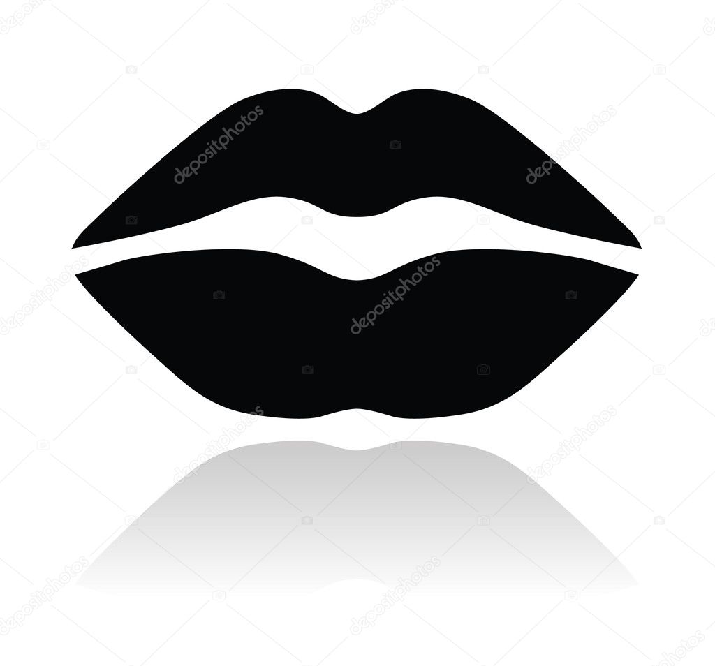 Lips black glossy icon