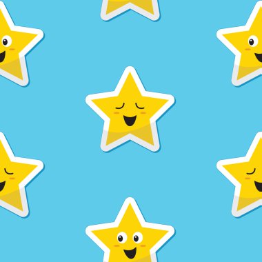 Seamless happy stars background for kids clipart