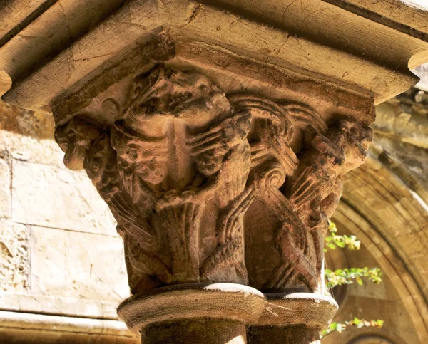Detail gotického kapitálu v sobě velha — Stock fotografie