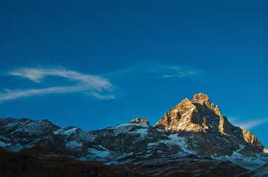 Sunset bulvarında mount cervino, aosta Vadisi