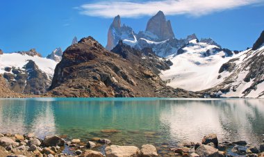 dağ manzarası ile mt. fitz roy Patagonya, Güney Amerika '