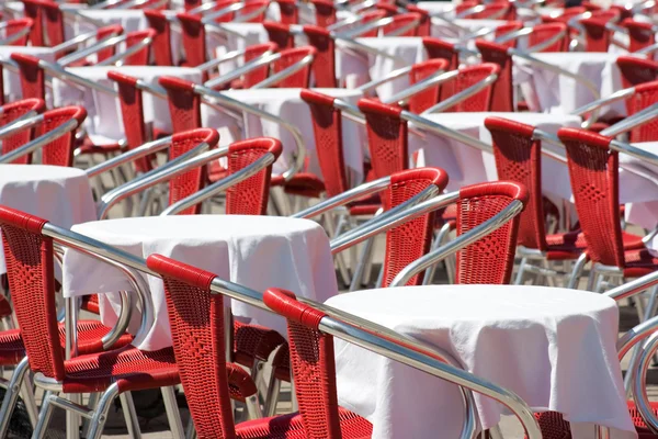 Red Chairs and tables — Stock Photo, Image