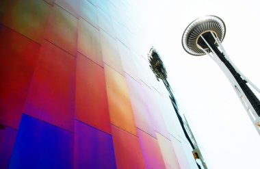 Space Needle and EMP Museum in Seattle, WA clipart