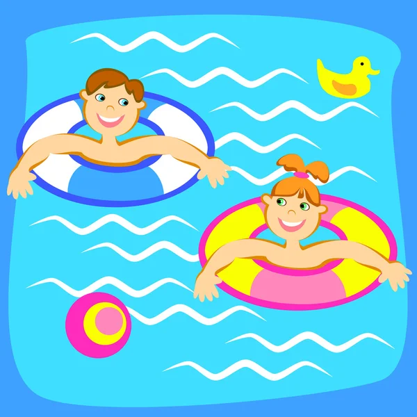 Πισίνα με παιδιά — Διανυσματικό Αρχείο
