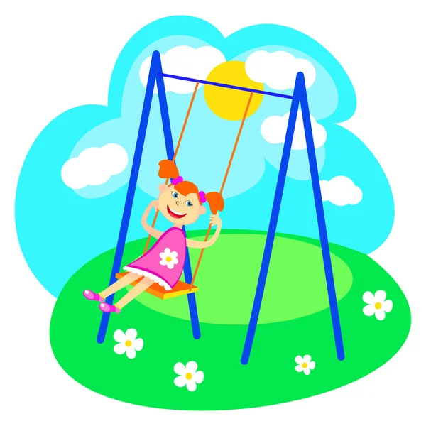 Girl and swings — Stock Vector