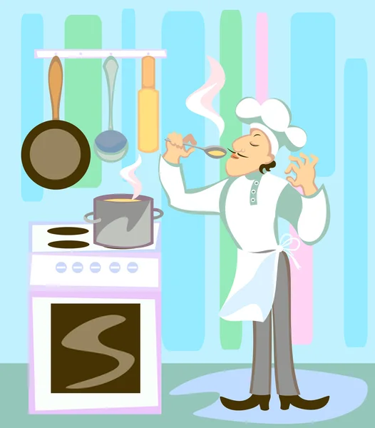 Cook in the kitchen Stock Vector
