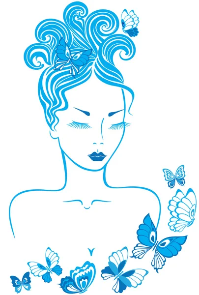 Chica con mariposas — Vector de stock