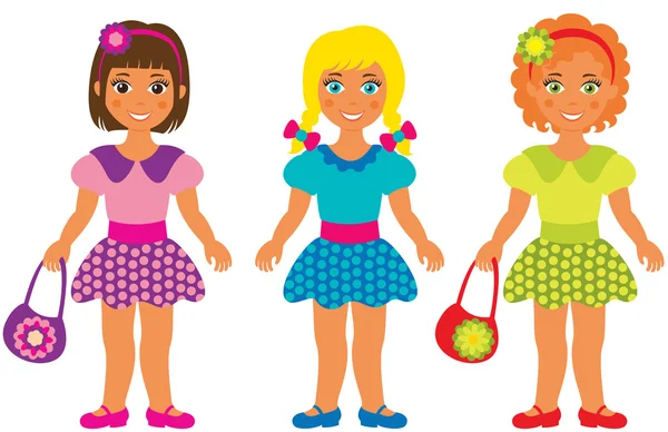 Drei kleine Mädchen — Stockvektor
