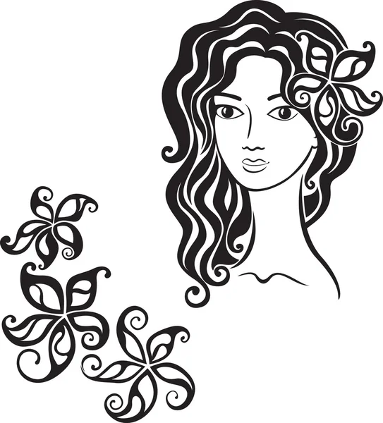 Красива дівчина з квіткою у волоссі — стоковий вектор