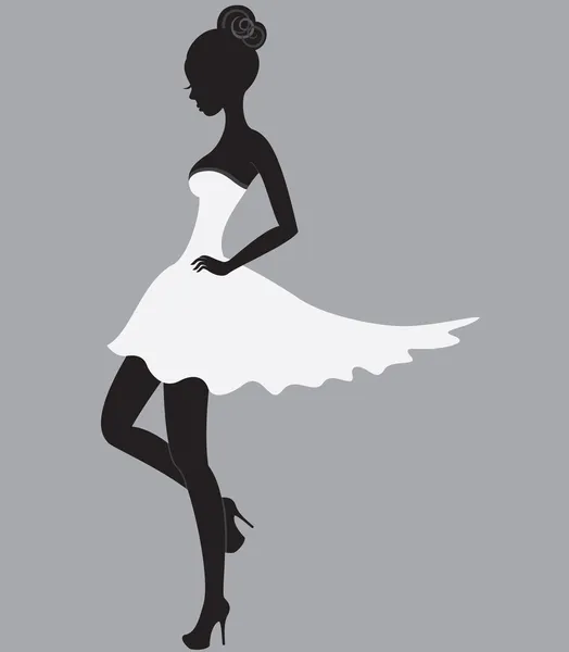 Beautiful girl in white dress — Stock Vector