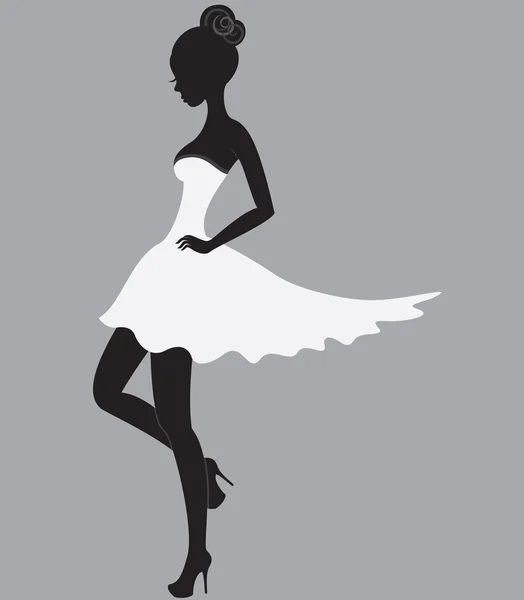 Красива дівчина в білій сукні Векторна Графіка