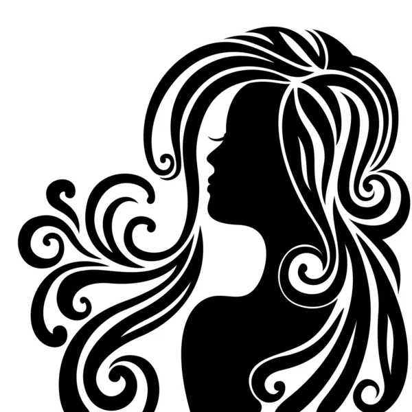 Silhouette of a beautiful young woman — Stock Vector