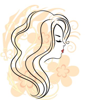 Beautiful girl's face on the flower background clipart