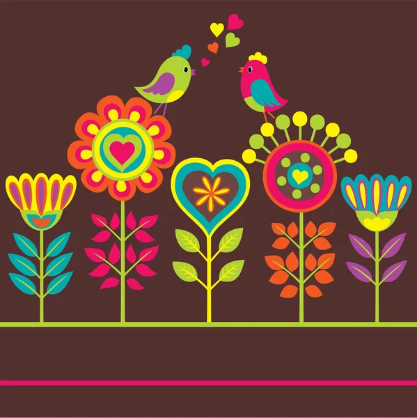 Decorative colorful funny flower composition — Stock Vector