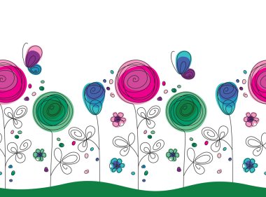 Artistic colorful seamless flower pattern clipart