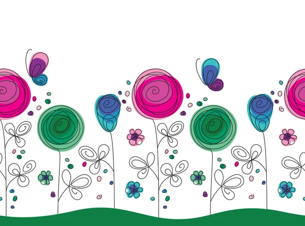 Καλλιτεχνική πολύχρωμο άνευ ραφής λουλούδι μοτίβο — Διανυσματικό Αρχείο