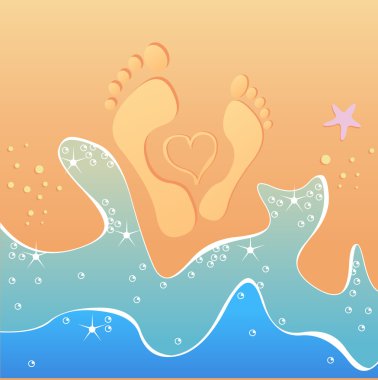 Male and female footprint in the sand clipart