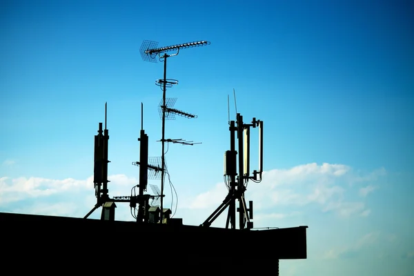stock image Antennas on rooftop