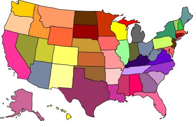 Map of the U.S. clipart