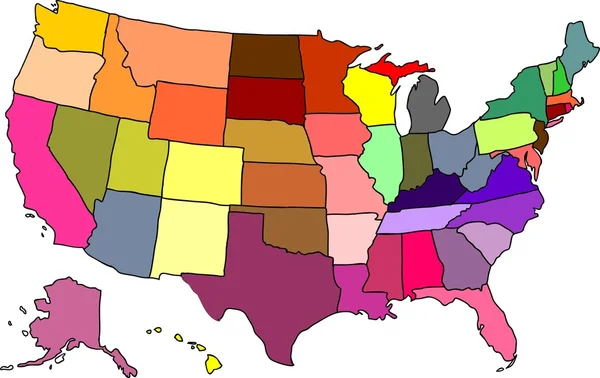 Karte der USA. — Stockvektor