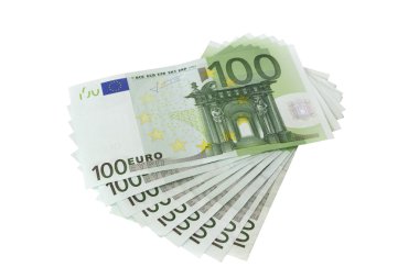 100 Euro banknotes, isolated clipart