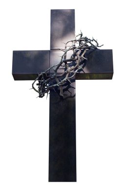 Cross and thorns isolated