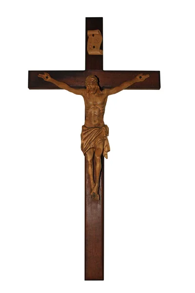Kříž s Ježíšem Kristem izolované — Stock fotografie