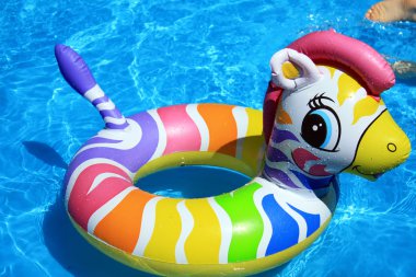Toy and blue water in the swimming pool clipart