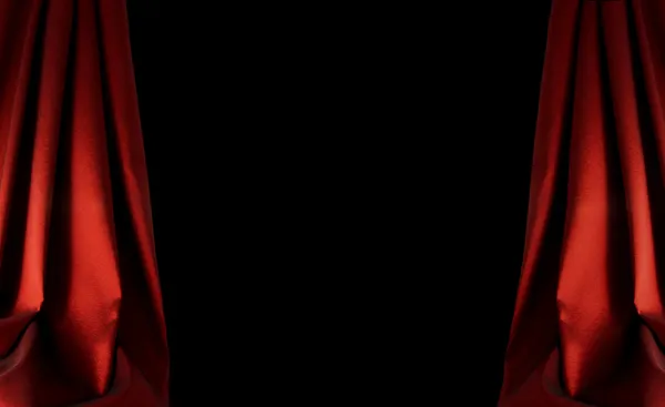 Fondo de cortina roja en la oscuridad — Foto de Stock
