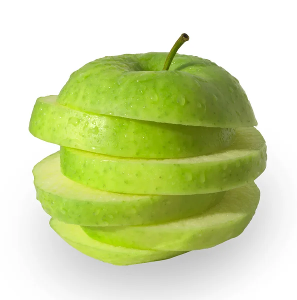 Green apple slices abstract — Stock Photo, Image