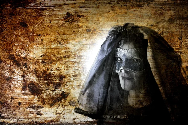Ghost grunge portret, zwarte weduwe — Stockfoto