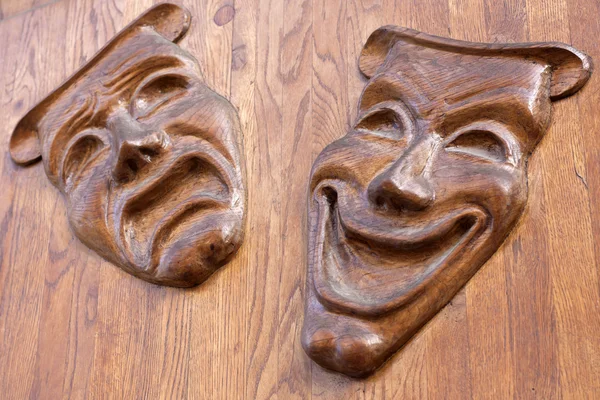 剧院木制面具的背景概念 — 图库照片