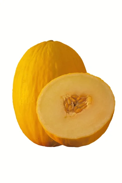 Melón amarillo aislado sobre fondo blanco — Foto de Stock