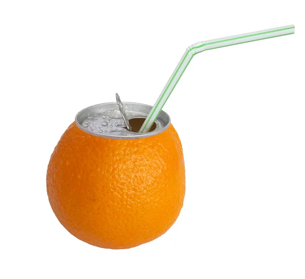 Koncepcja soku pomarańczowego w puszkach — Zdjęcie stockowe