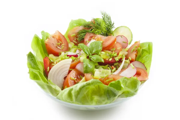 Fresh spring vegetables salad in bowl — Stock Photo, Image