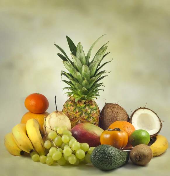 Früchte exotisches und tropisches abstraktes Stillleben — Stockfoto