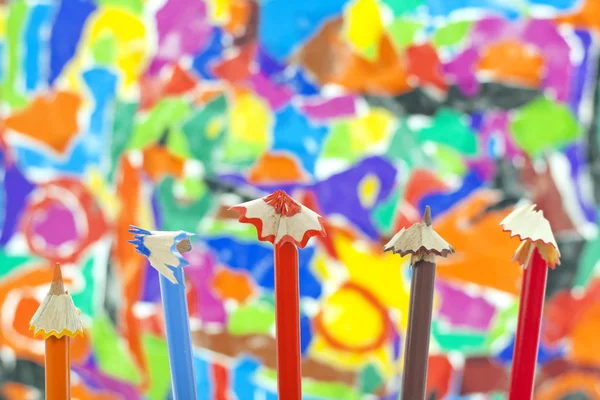 Sharpened pencils on colorful background — Stock Photo, Image