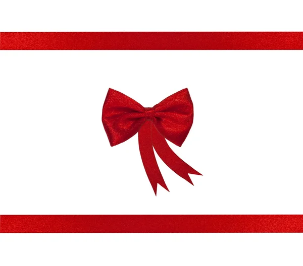 Red ribbon gift bow present isolated on white — Stock Photo, Image