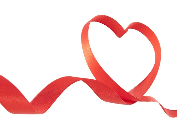 Özel hediye izole kalp kırmızı kurdele mevcut — Stok fotoğraf