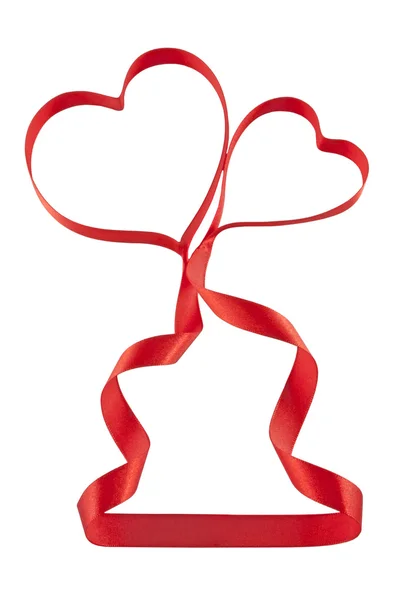Rood lint aanwezig geschenk Hart geïsoleerd — Stockfoto