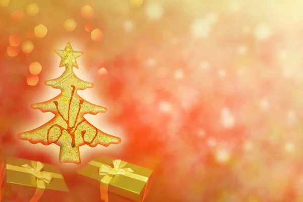 Červené vánoční strom s dárky abstraktní pozadí návrhu — Stock fotografie