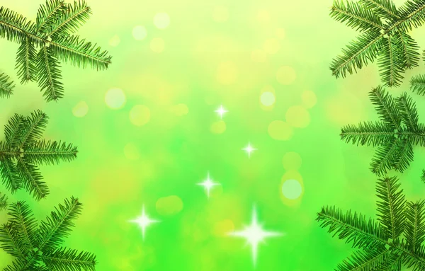 Árvore de Natal moldura fronteira no fundo verde — Fotografia de Stock