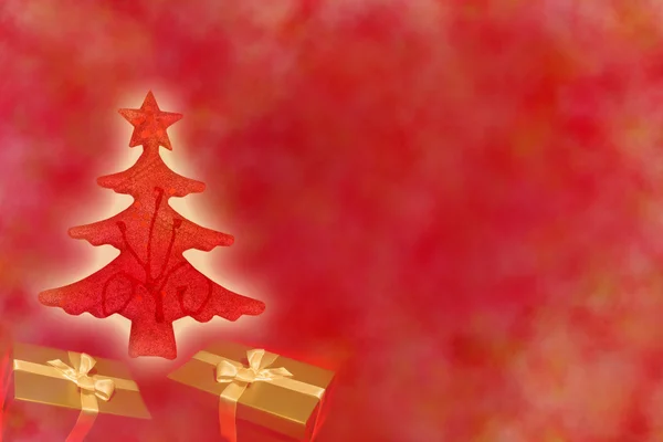Boże Narodzenie czerwony drzewo z prezenty projekt streszczenie tło — Zdjęcie stockowe