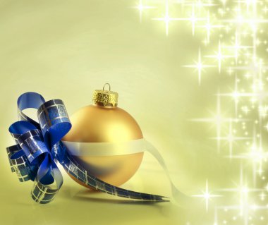 Christmas golden background with bauble concept clipart