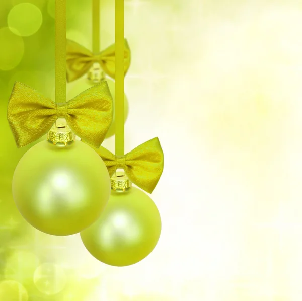 Christmas green background with baubles — Stock Photo, Image