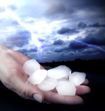 Hail in hands weather anomaly clipart