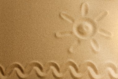 güneş kum plaj tatil arka plan işareti kavramı üzerinde