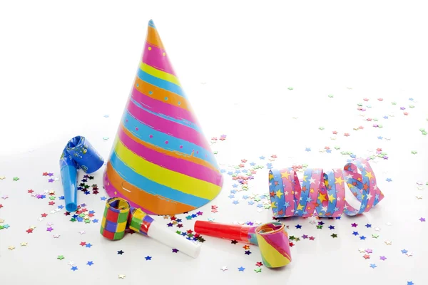 Party birthday new year items on white background — Stock Photo, Image