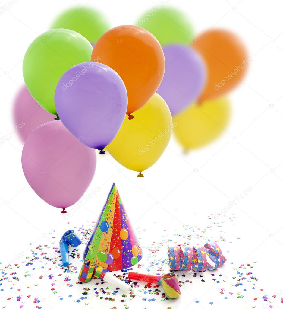 Colorful party birthday new year background with balloons