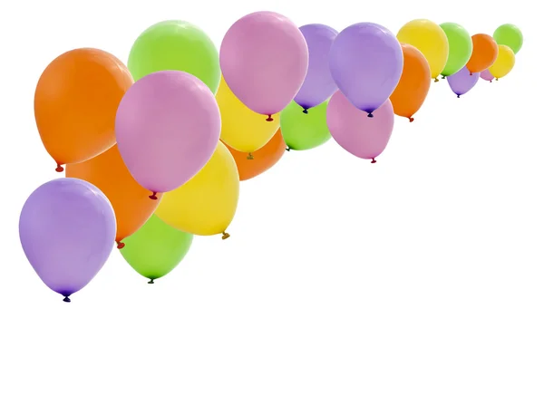 多彩派对气球隔离在白色背景上 — 图库照片
